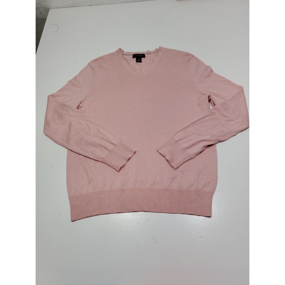 Banana Republic Sweater Mens Medium Pink Silk Cashmere Knit V-Neck Pullover